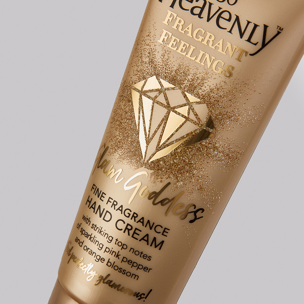 Foil embossing adds a tactile element to this hand cream tube