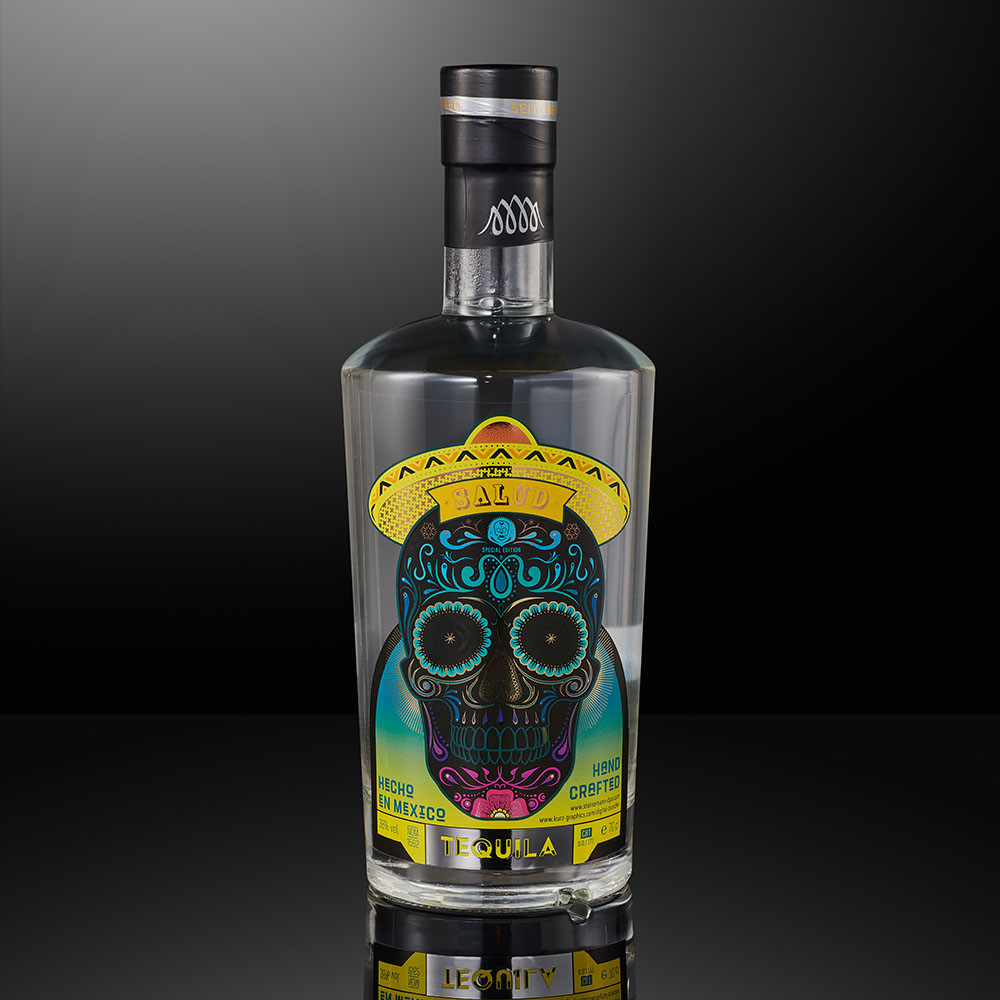 Eye-catching labelling on tequila bottle achieved using digital embellishment