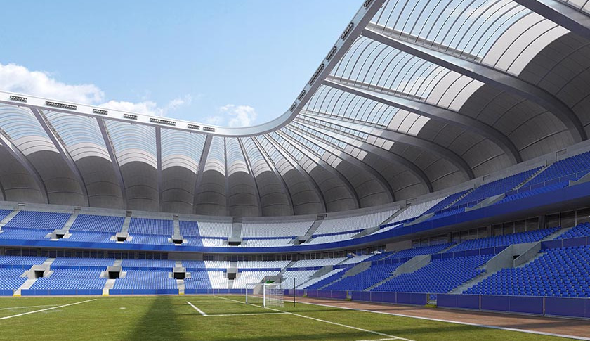 STFE fabric provides translucency and protection in large span sports stadium