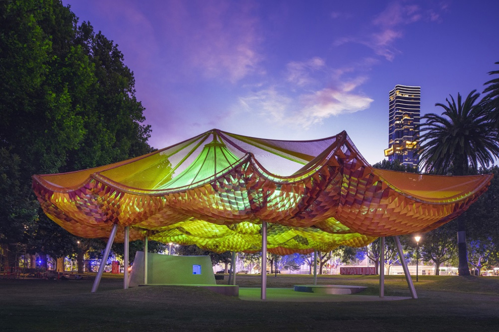 The Mpavilion in Australia features STFE technology enabling a translucent roof structure