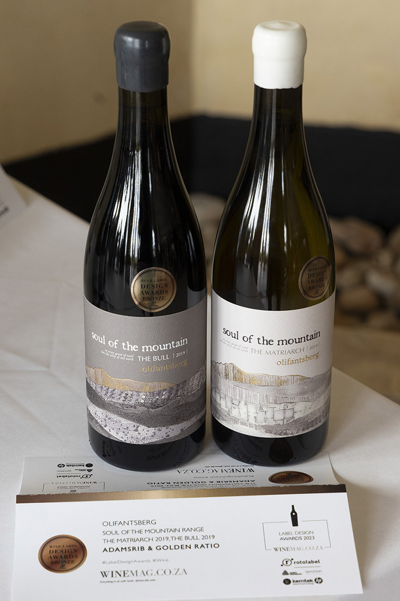 Soul of the Mountain wine labels use gold foiling for extra impact